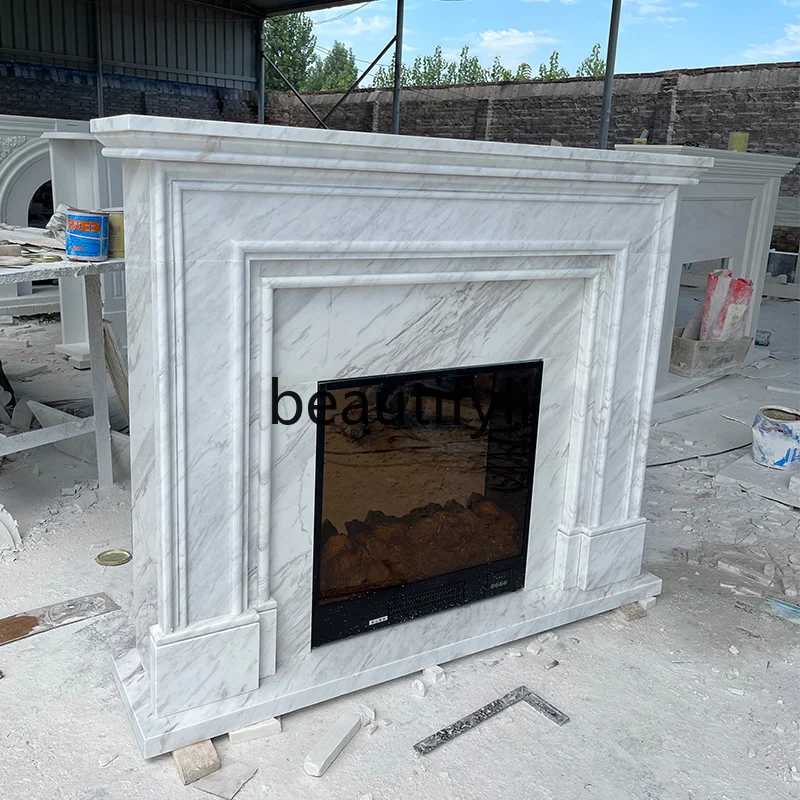 

Marble fireplace stone carving natural jazz white stone American decorative heating fireplace rack decorative cabinet ornament