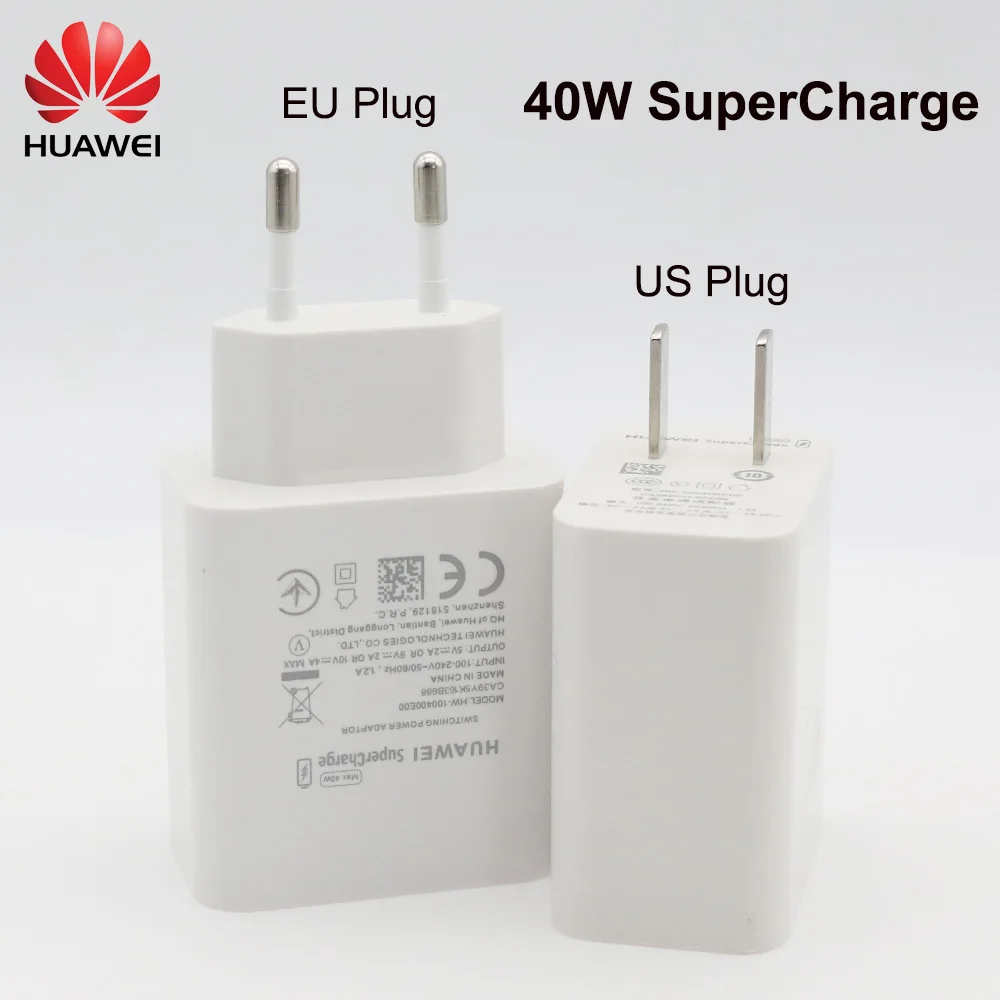 Original Huawei Max 40W Fast Charger 10V 4A Super Charge 5A USB Type C Cable for Nova 5 6 T Mate 30 40 50 Pro P 20 30 40 50 Pro