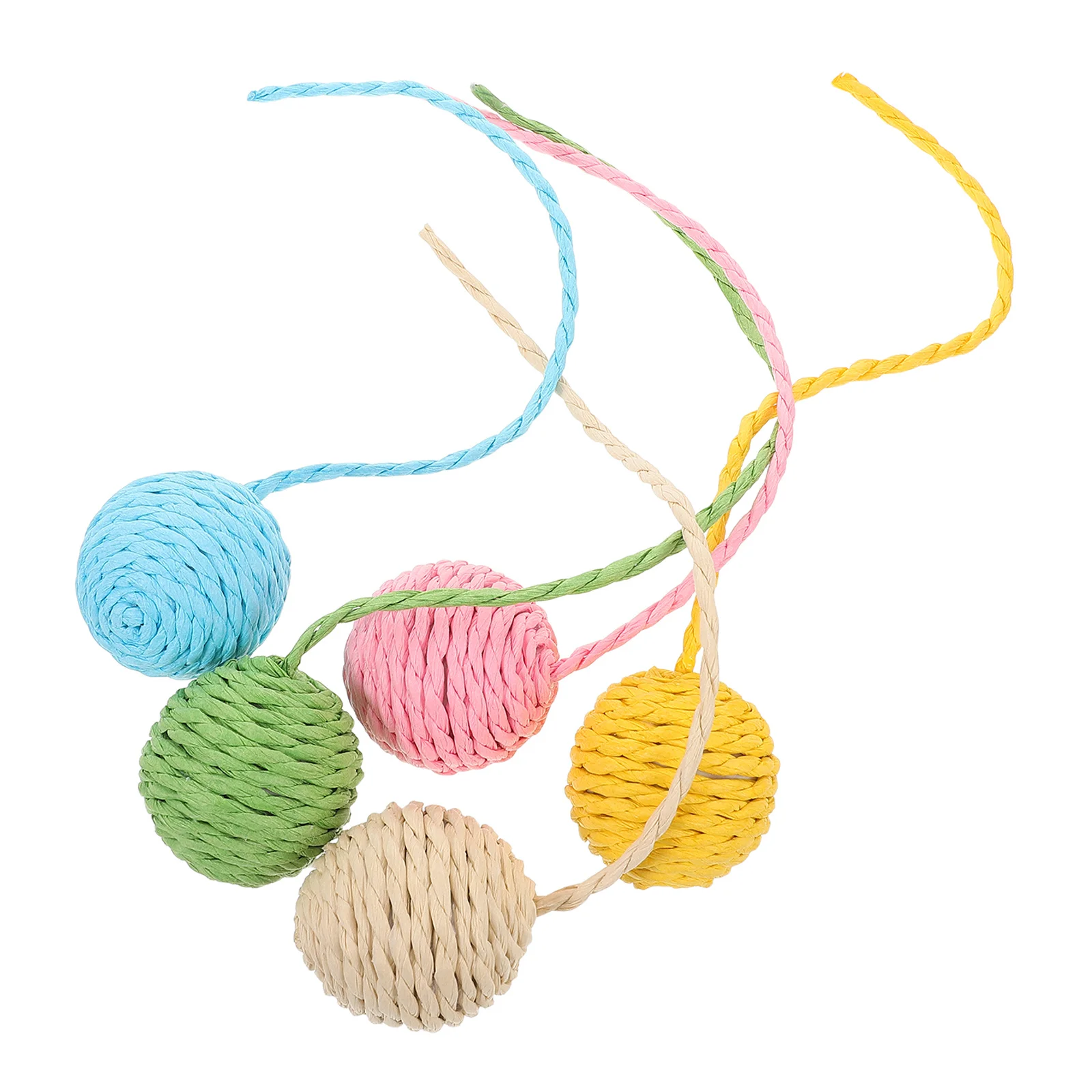 

5Pcs Replacement Scratching Balls for Cat Post Natural Paper Rope with Tail Enhanced Durability Quick Setup Scratcher