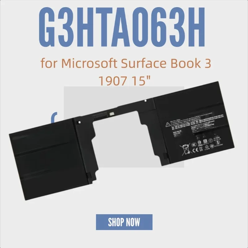 

11.36V 5473mAh G3HTA063H for Microsoft Surface Book 3 1907 15" Laptop Battery