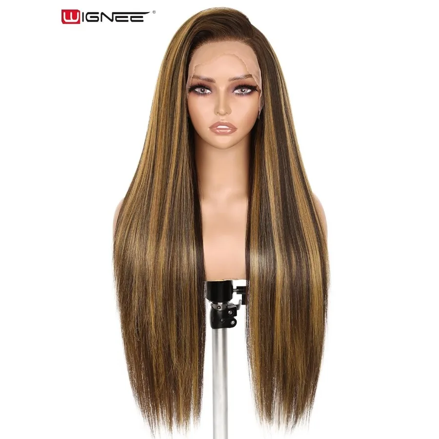 شعر مستعار اصطناعي 13x6 باروكة أمامية من الدانتيل 28 شعر مستعار طويل مستقيم أسود طبيعي كانيكالون فوتورا بيروكات صناعية للنساء السود PrePluc