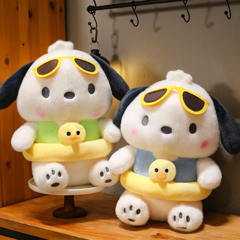 سانريو لطيف الكرتون ألعاب من نسيج مخملي باشا الكلب طوافة بلاستيكية للسباحة النوم جرو وسادة محشوة الحيوان الاطفال عيد الميلاد هدية عيد الميلاد للأطفال