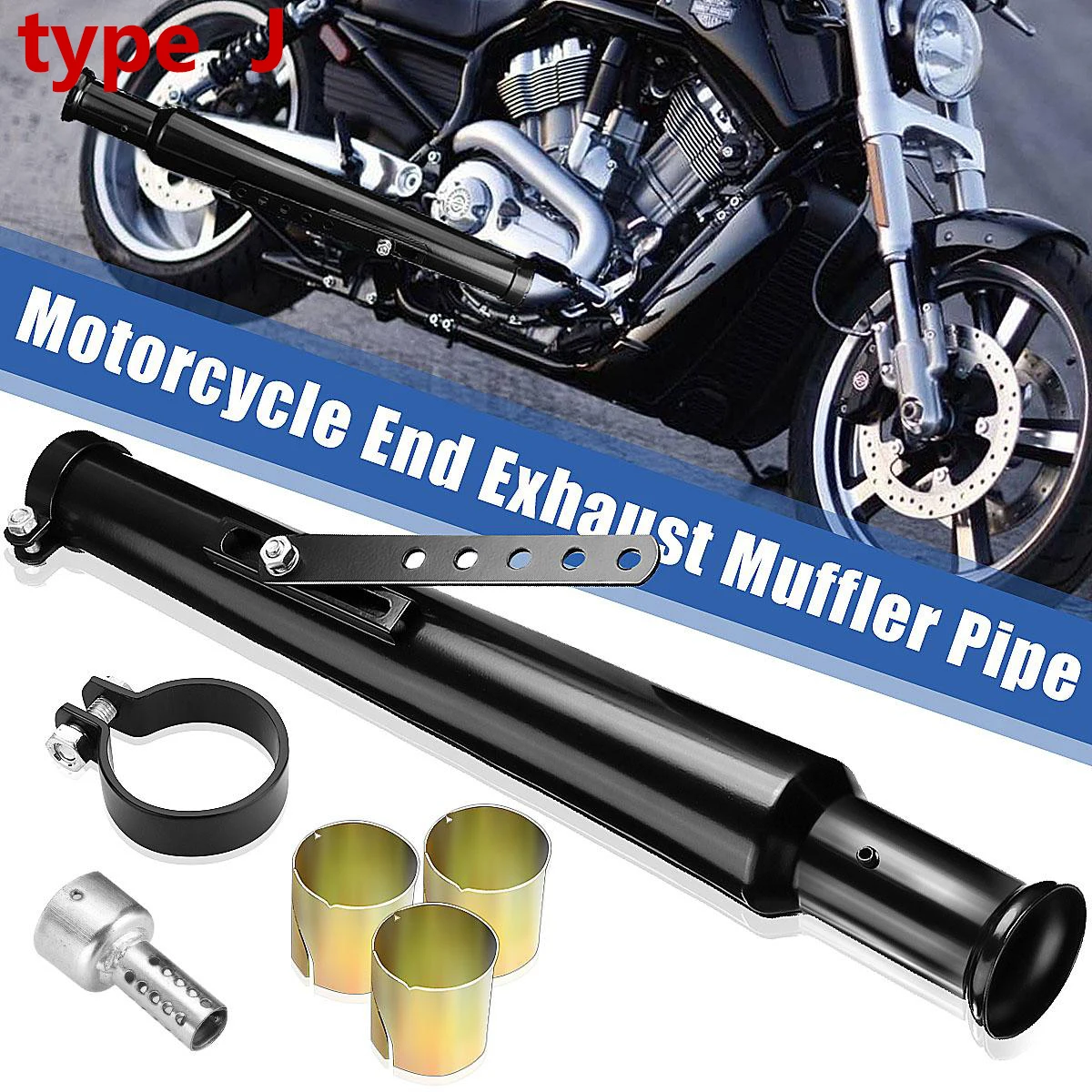 Motorcycle Exhaust Muffler Slip - On  Retro Vintage Classic Electroplating Escap Moto for Cafe Racer Bobber QKopper Custom view 5