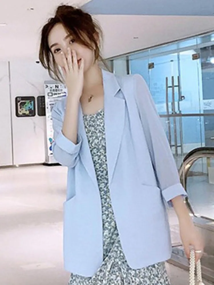 Women Solid Thin All-match Casual Preppy Style Long Sleeve Temperament Fashion Simple Solid Work Chic Vintage Blazers New