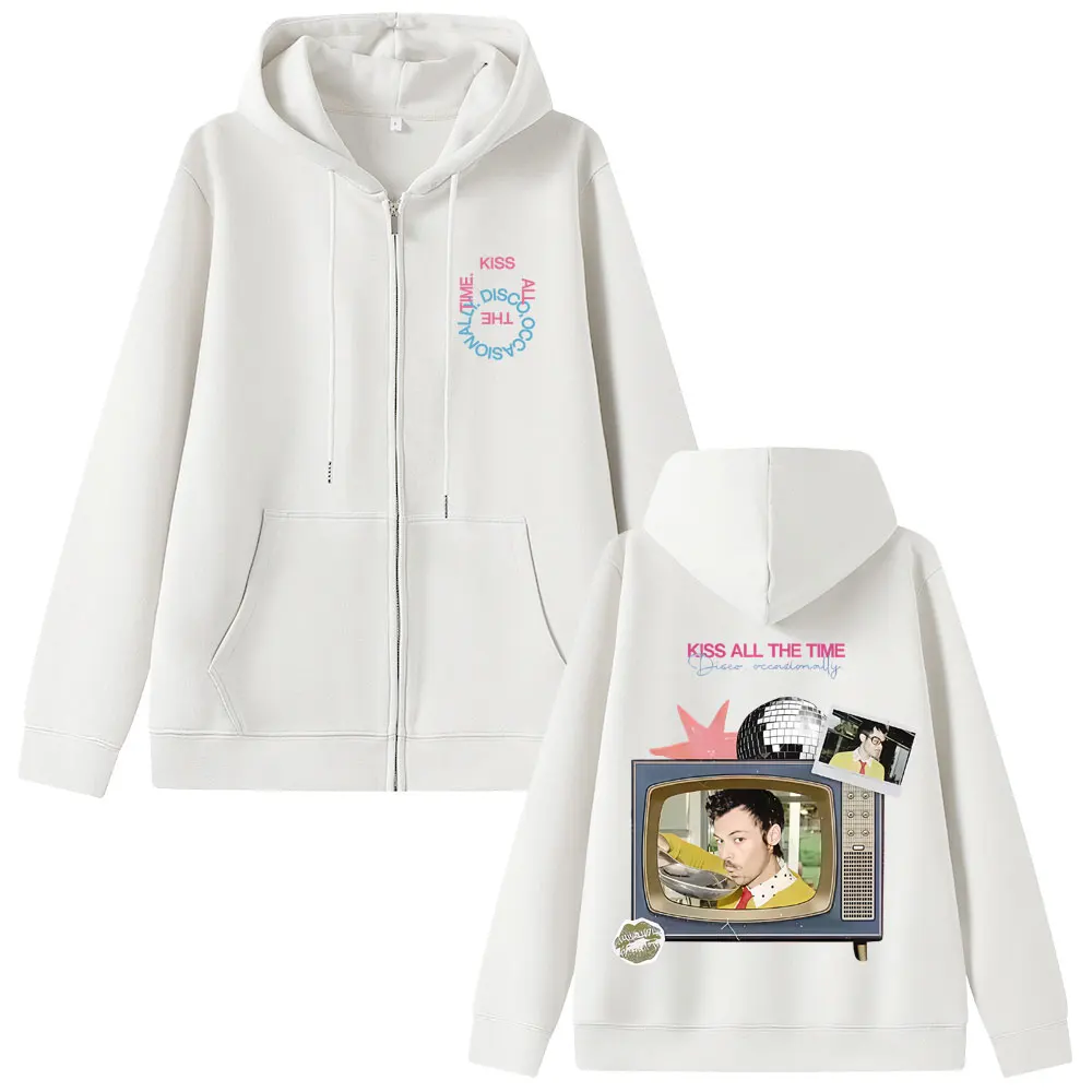 

Kiss All The Time Disco Occasionally Zipper Hoodie Fans Gift Men Women Fashion Pop Music Zip Up Jacket Male Oversized Sweatshirt