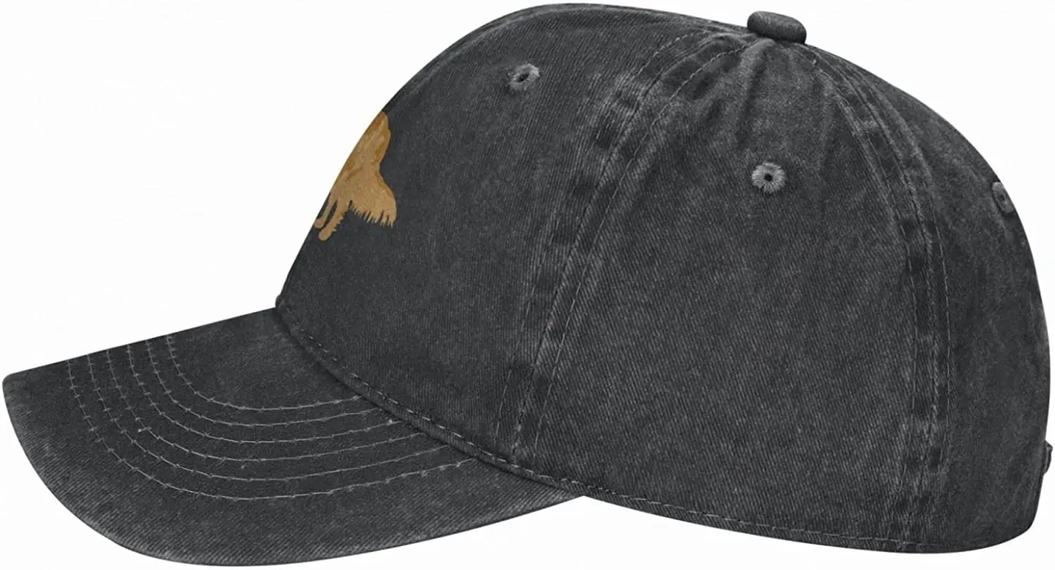 Golden Hair Dog Adjustable Baseball Hat Denim Ball Cap Cotton Washed Fashionable for Men Women