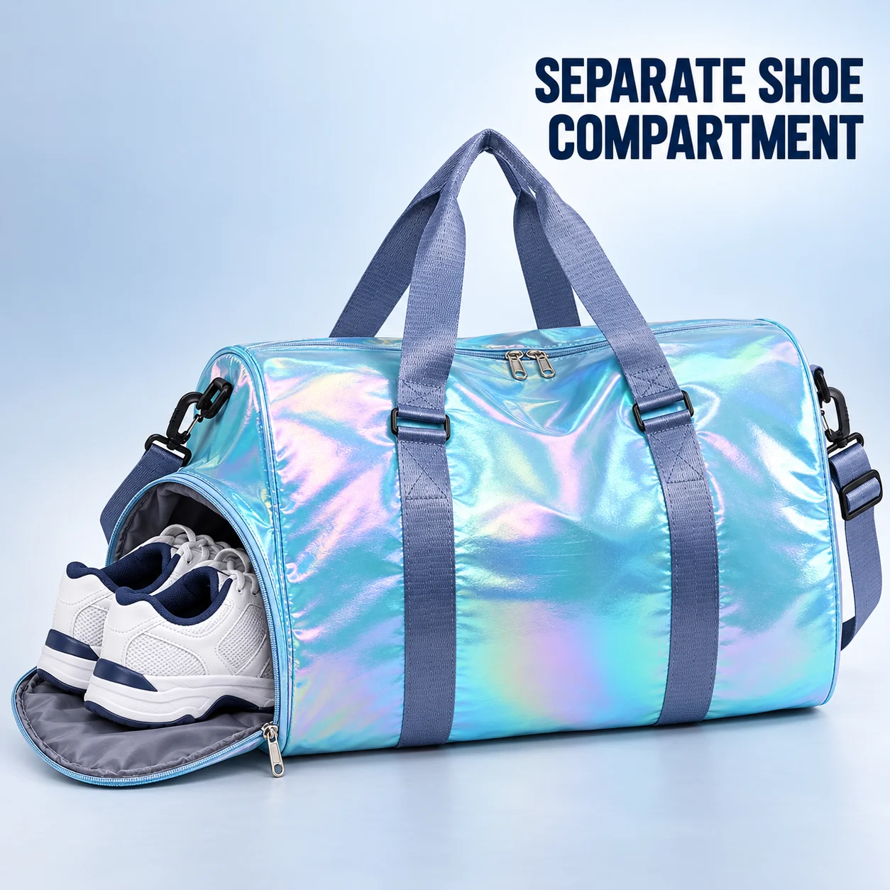Women'S Shoes - Holographic Gym Bag for Women with