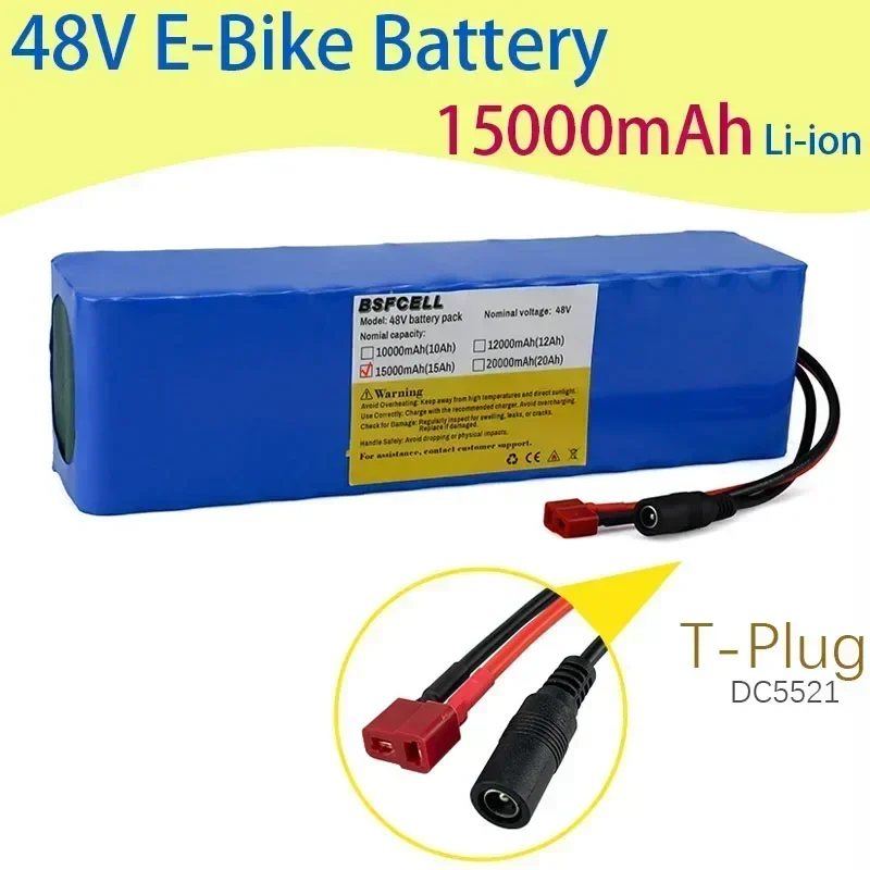 48V pack 48V E-Bike Battery New T-Plug Connector and BMS 15Ah Li-ion Battery For Electric bicycle