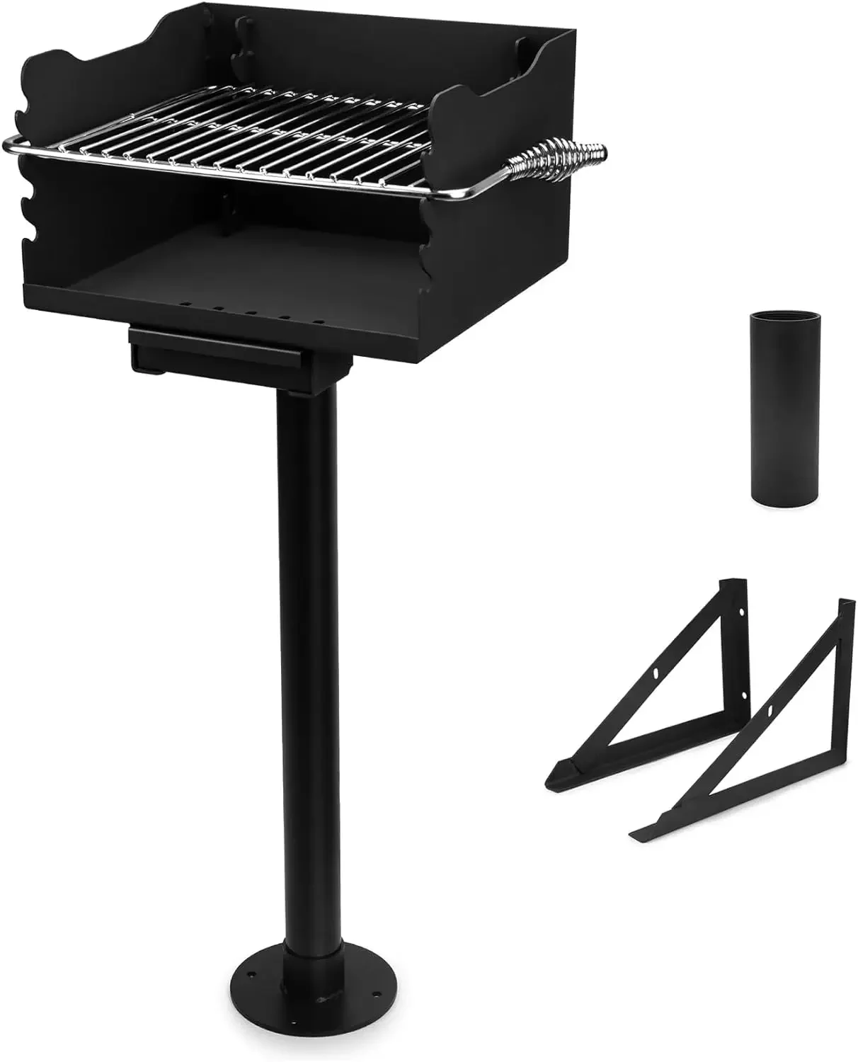 Stanbroil Park-Style Charcoal Grill,Heavy Duty Steel Outdoor BBQ Park Grill with Stainless Steel Cooking Grate and Post for Back