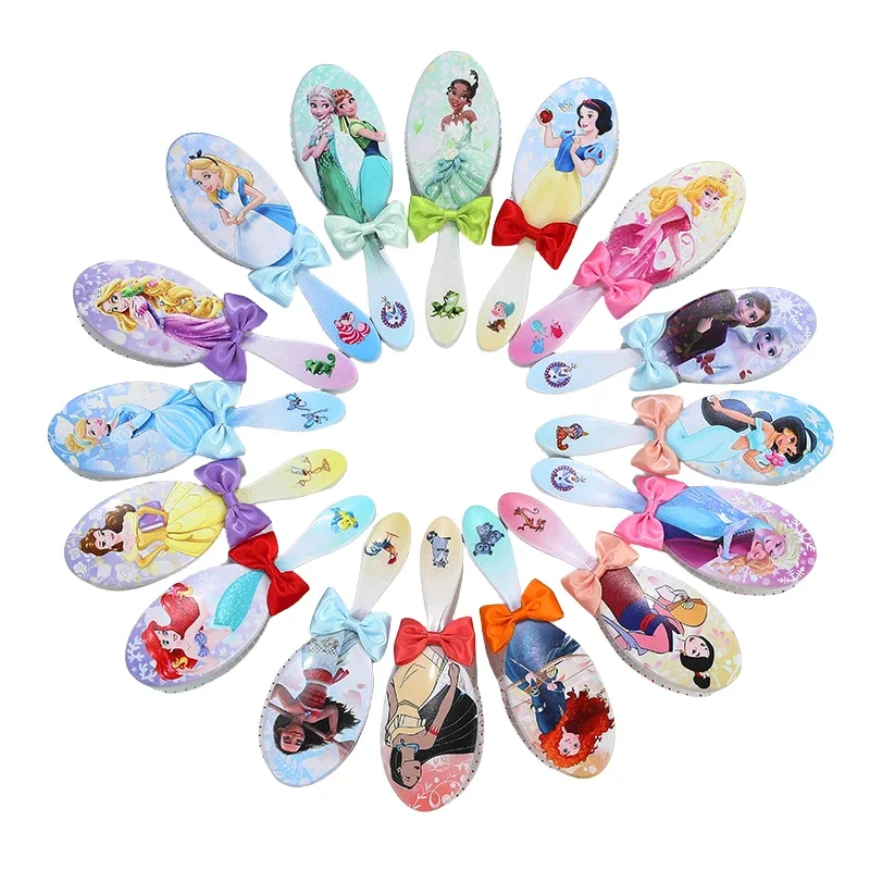 Peine de Frozen de Disney, peine 3D de Mickey Minnie, Elsa, cojín de aire antiestático, cepillos para el cuidado del cabello, maquillaje de vestir para niñas, regalos de juguete