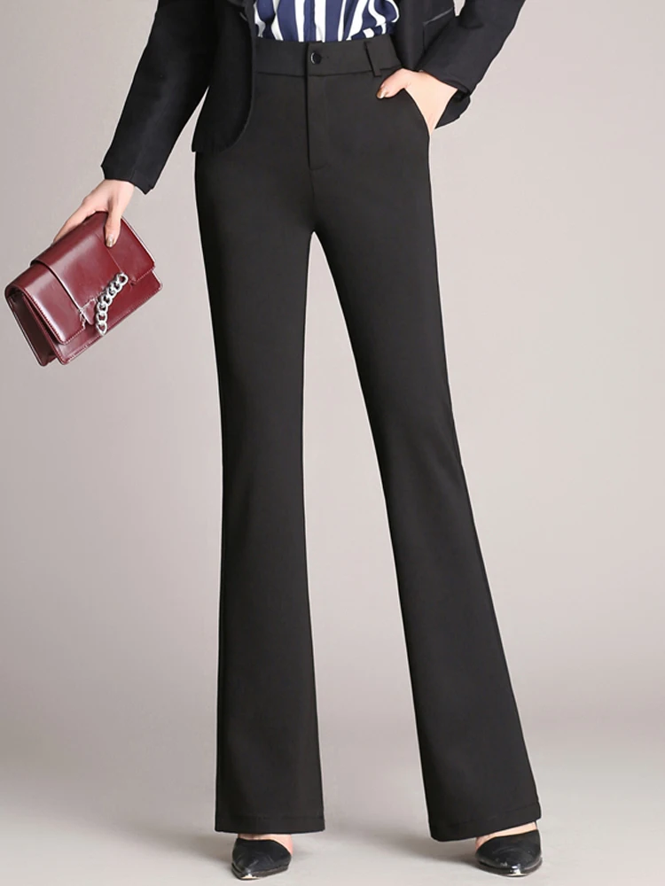 Pantaloni casual blazer taglie forti Pantaloni da ufficio da donna Pantaloni lunghi in fibra di poliestere Street Sle Vita l Stagione autunnale