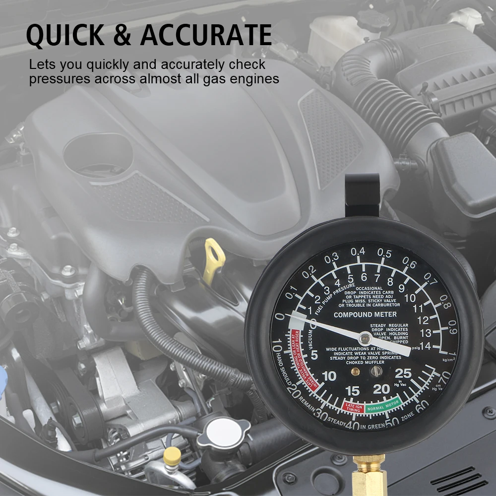 0-300Psi/20Bar Car Tester Cylinder Pressure Gauge Exhaust System Diagnostic Tools Engine Vacuum Test Meter Oxygen Sensor Adapter