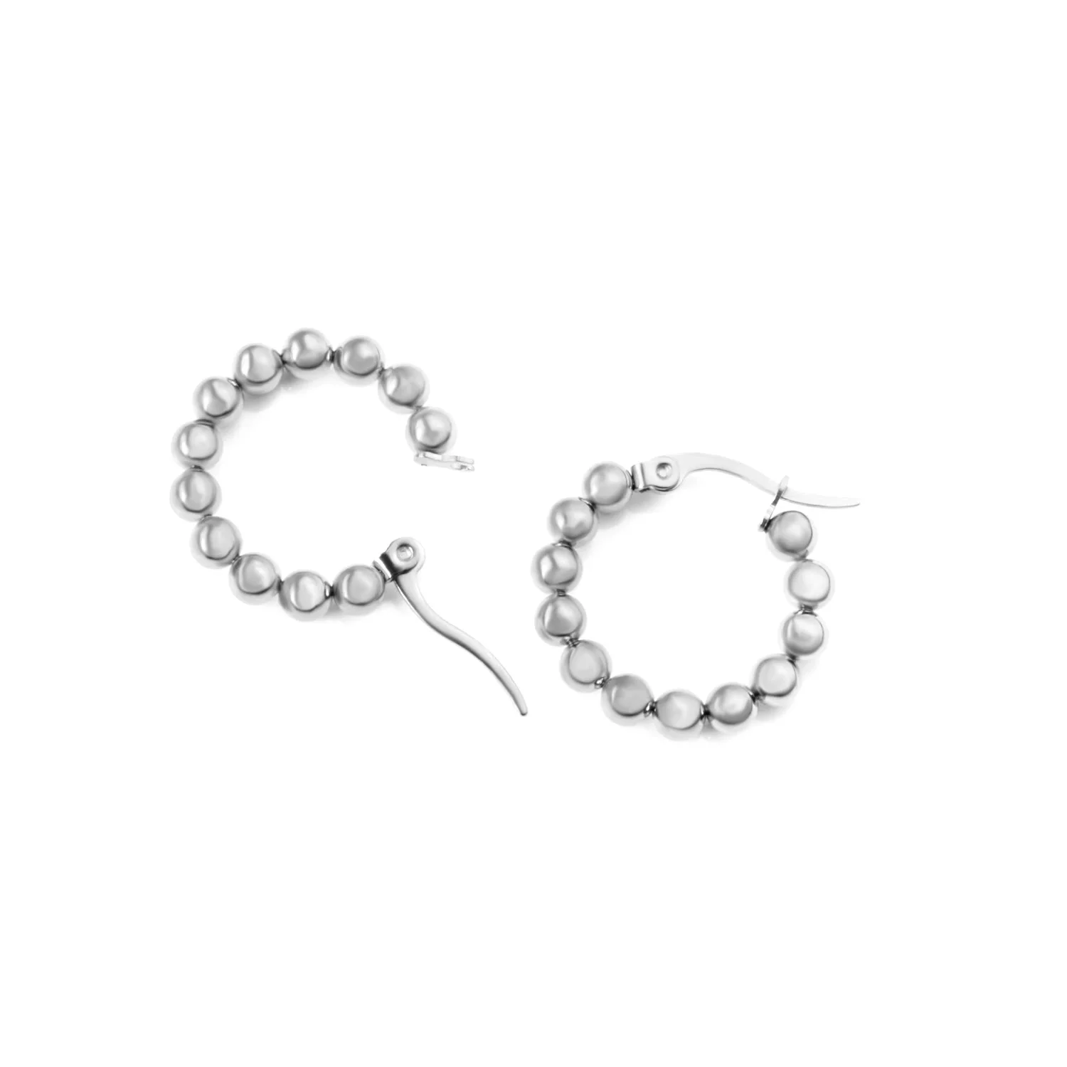 Round 316L Stainless Steel Hoop Earrings Gold/Silver Color Steel Ball Ear Stud for Women Girl Small Fashion Jewelry Gift