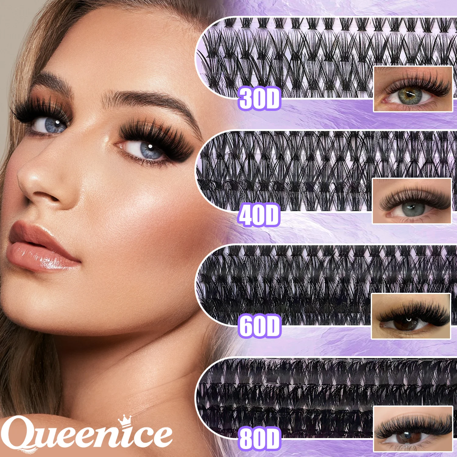 DIY 속눈썹 연장 키트 클러스터 개별 속눈썹 키트 9-16mm 본드 및 씰, 핀셋 및 브러시 포함