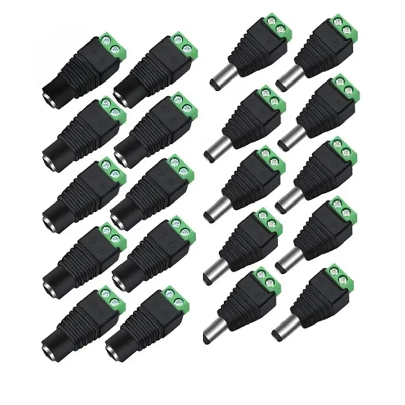 1Pairs DC Power Connector  5.5*2.1/2.5mm Power Jack Plug Barrel Adapter Power Connector For Signal Color LED Strip CCTV Camera