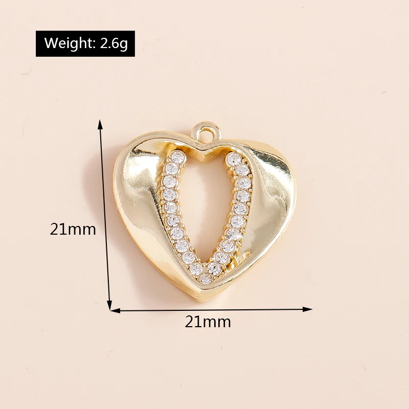 Leslie 5 Stück exquisite Kristall-Liebesherz-Anhänger für DIY-Schmuckherstellung, handgefertigte Halskette, Armband, Ohrringe, Charms – Detail 10