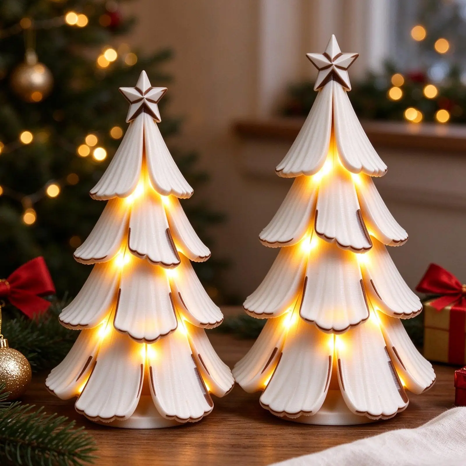 Mini Lighted Christmas Tree Retro LED Warm Glow Winter Pine Tabletop Ornament for Home Apartment Decoration Holiday Gift