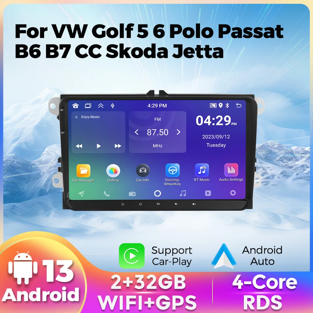 9 Zoll Android13 Autoradio für VW Volkswagen Skoda Octavia Golf 5 6 Touran Passat B6 Polo Jetta 2din GPS Multimedia-Video-Player