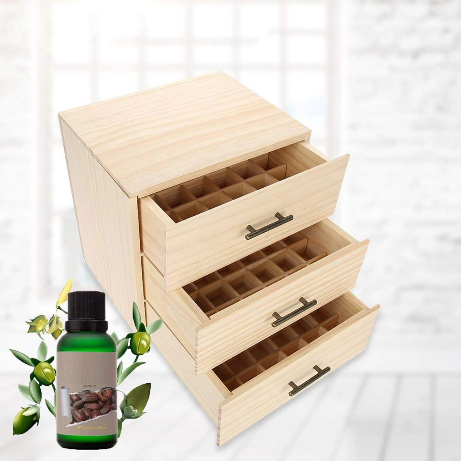 

90 Slots Essential Oil Organizer Three Tiered Essential Oil Bottle Container Wooden Storage Case Box Organizer Oil Bottle Box
