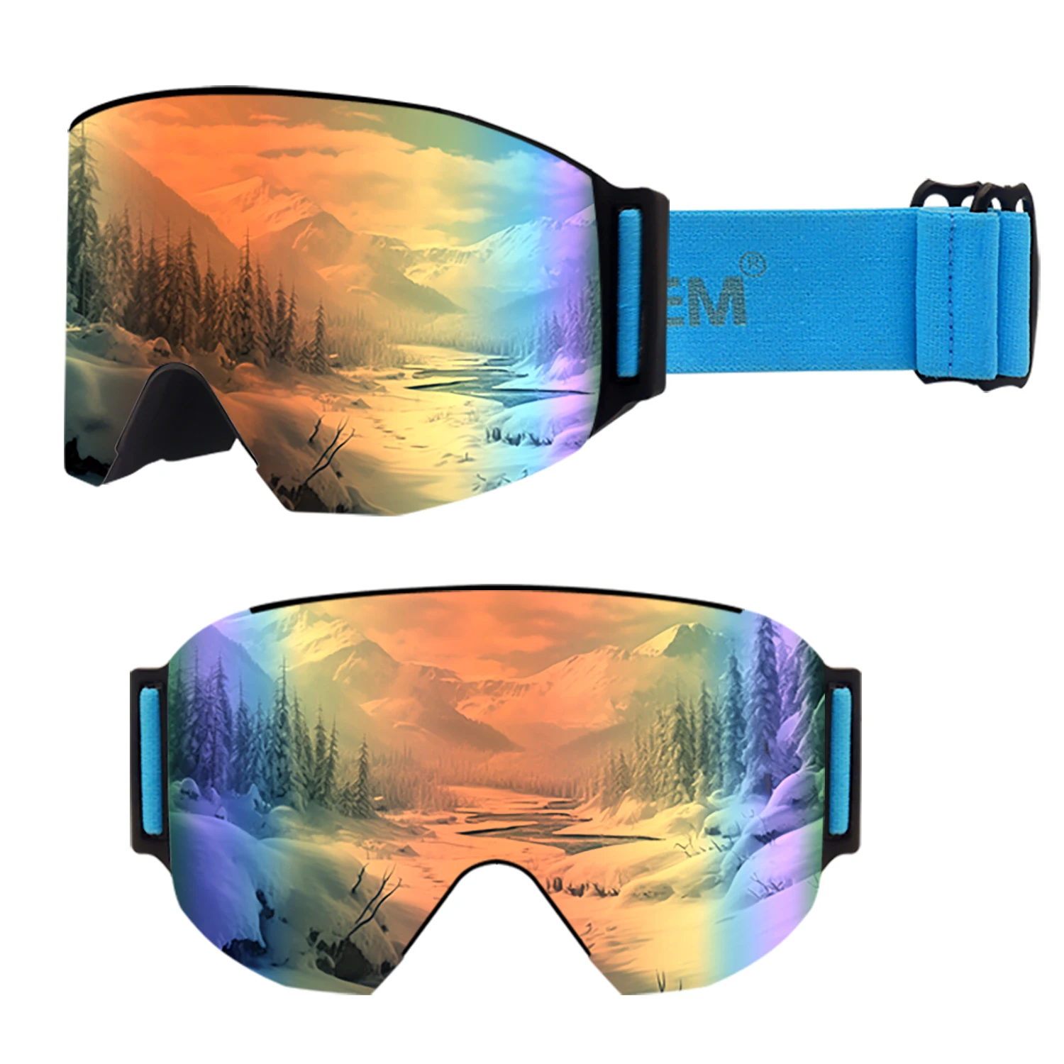 Polarized Magnetic Double Layer Lens Skiing Anti-fog UV400 Ski Goggles Snowboard Goggles Men Women Ski Glasses Eyewear case