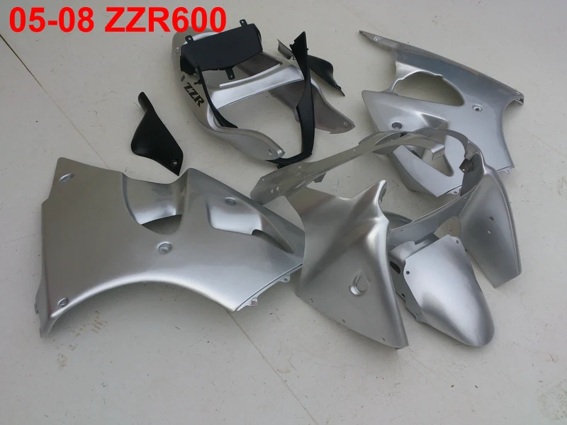 New Injection molding bodywork fairing kit for Kawasaki Ninja ZZR600 05-08 silver fairings set ZZR600 2005-2008 OT28