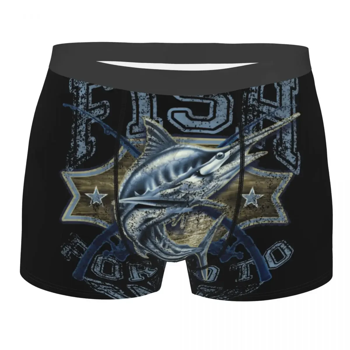 Men Boxer Shorts Panties Born To FISH Forced  Work Fishing Fisherman (2) Breathable Underwear Homme Funny Underpants