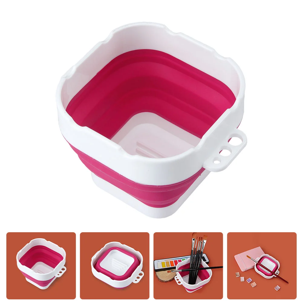 Folding Pencil Holder Painting Accessories Basins Silicone Buckets Portable Washer Tools Washing Plastic Oil Cleaner