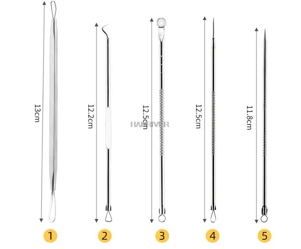 Kit per la rimozione della cellulite con estrattore di comedoni in acciaio inossidabile ultra affilato, pinzette per punti neri, raccoglitrice per acne e set di aghi per sebum