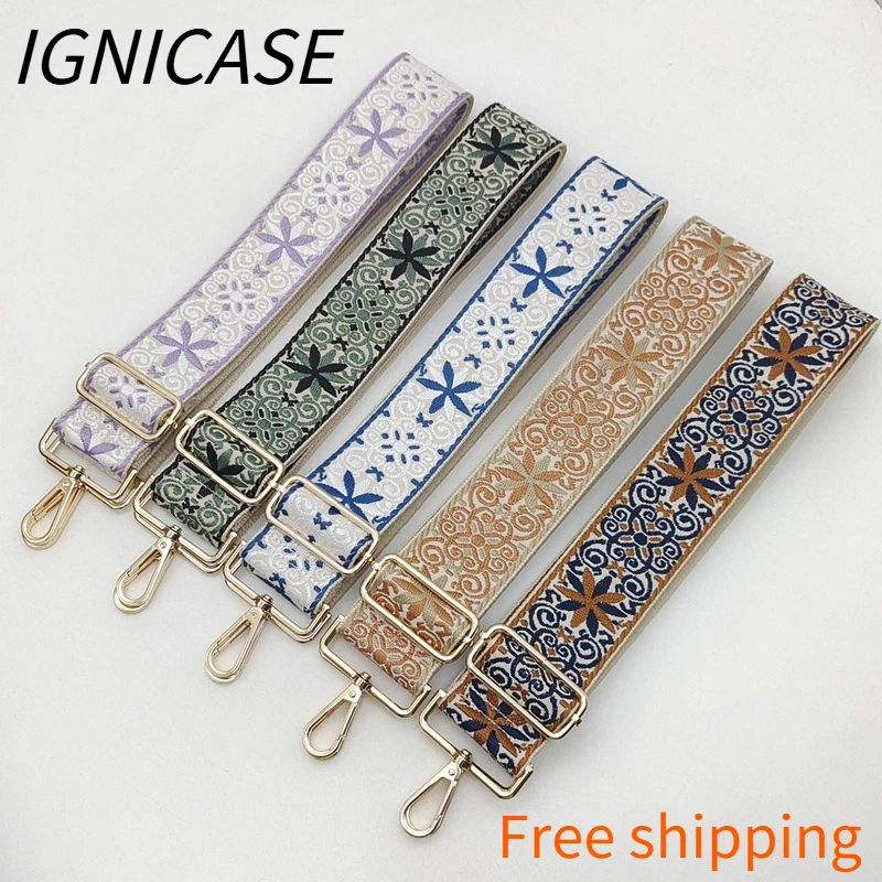 

IGNICASE Новый ретро-ремень для сумки широкого формата, регулируемый ремень для сумки-мессенджера, сменный ремень для сумки в этническом стиле с вышивкой