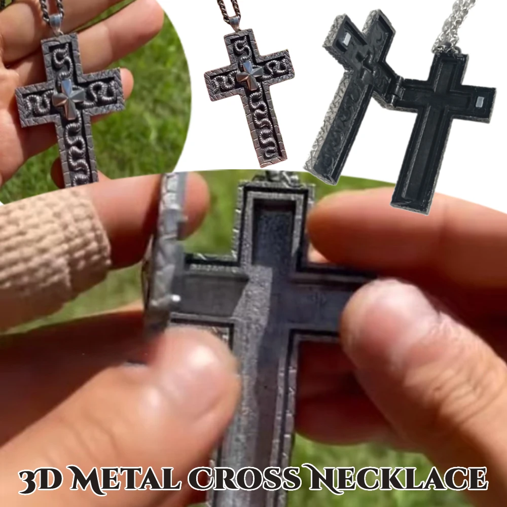 Vintage Squids Cross Necklace with Secret Compartment 3D Metal Charm Cross Shaped Necklace Pendant Fashionable Jewelry Gifts