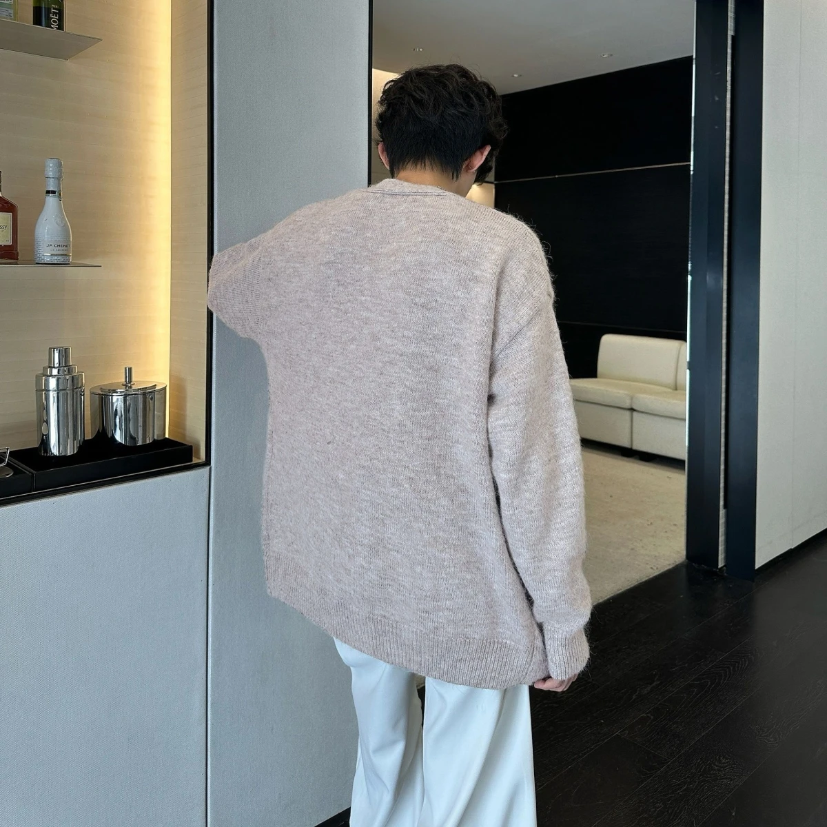 Cappotto maglione lavorato a maglia con motivo a lettera morbido e accogliente per donna Uomo Lazy Sle Autunno Inverno Fibra di poliestere di alta qualità V-Ne Lungo...