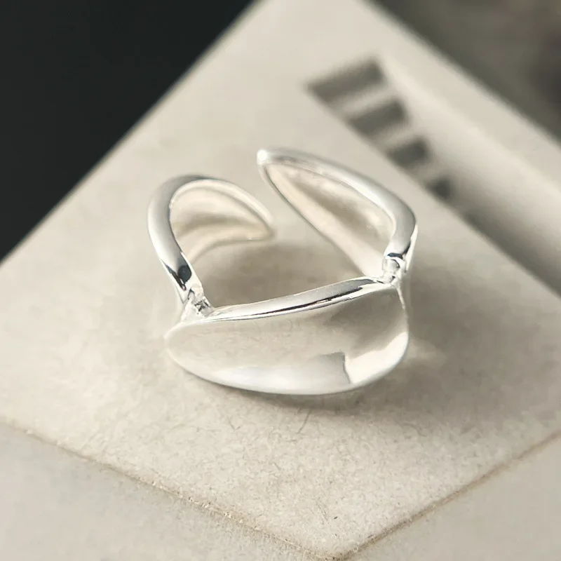 

925 Sterling Silver Irregular Geometric Smooth Ring for Women Girl Minimalism Adjustable Personality Simple Jewelry Dropshipping