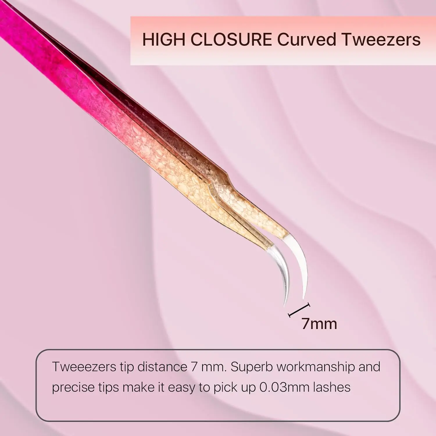 Pinzas de acero inoxidable para injerto de pestañas, pinzas con gradiente de flor de hielo, pinzas para injerto de Color de precisión, 1 ud./5 uds.