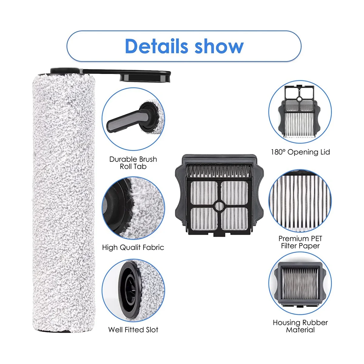 Replacement Brush Rollers and HEPA Filters for Floor ONE S5/Floor One S5 Pro 2/ S5 Extreme Smart Vacuum Cleaner