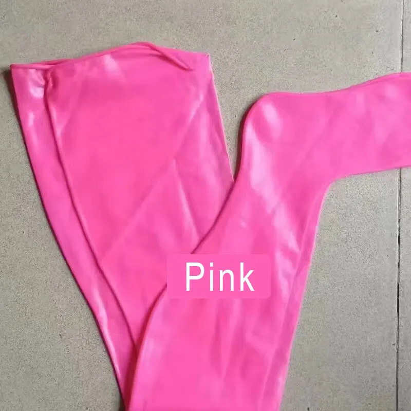 New Pink Latex Stockings Cosplay Cross-dress Hosiery Sexy Hose Long Socks Seamless Tights leggings Knee Socks Waterproof Socks