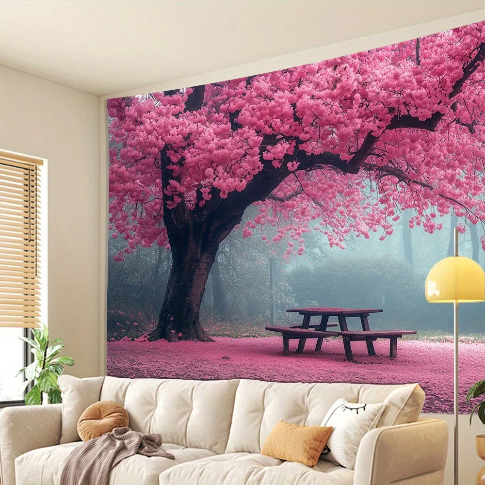 Cherry Blossom 3D Visual Effects Tapestry Perfect Living Room Bedroom Office Decor Ideal Creative Gift Background Cloth