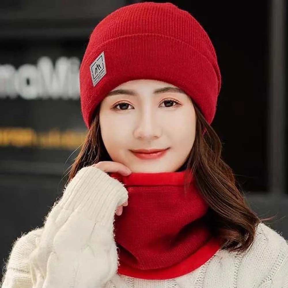 Шапка-ушанка, эластичная шапка и шарф, костюм, модный зимний пуловер в корейском стиле, универсальная однотонная шапка-бини, подарки