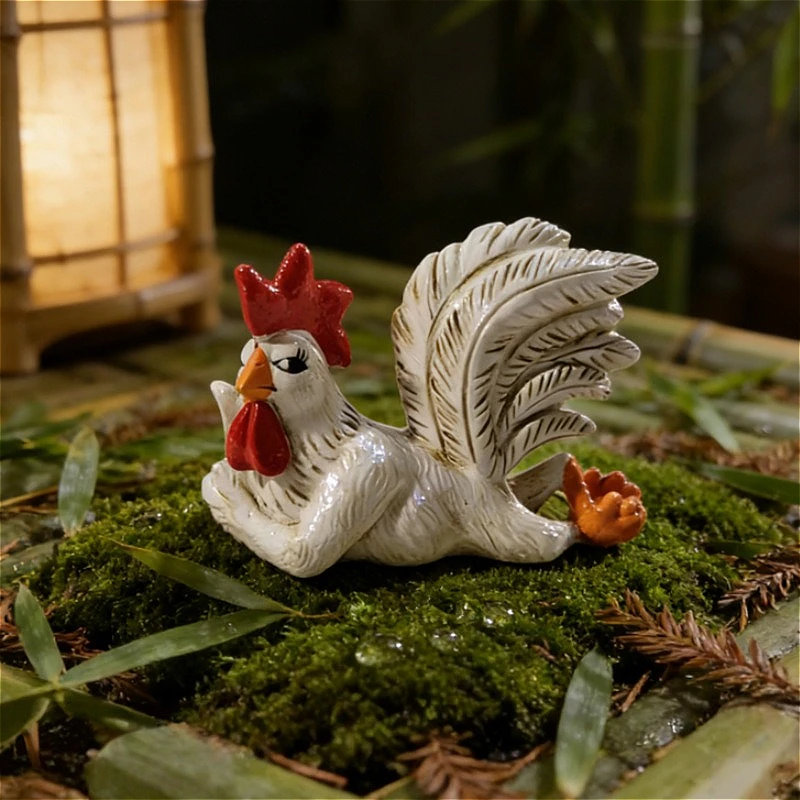 Viral Lying Rooster Resin Statue, Funny Desktop Animal Decor for Home Office, Trending Farmhouse Sculpture