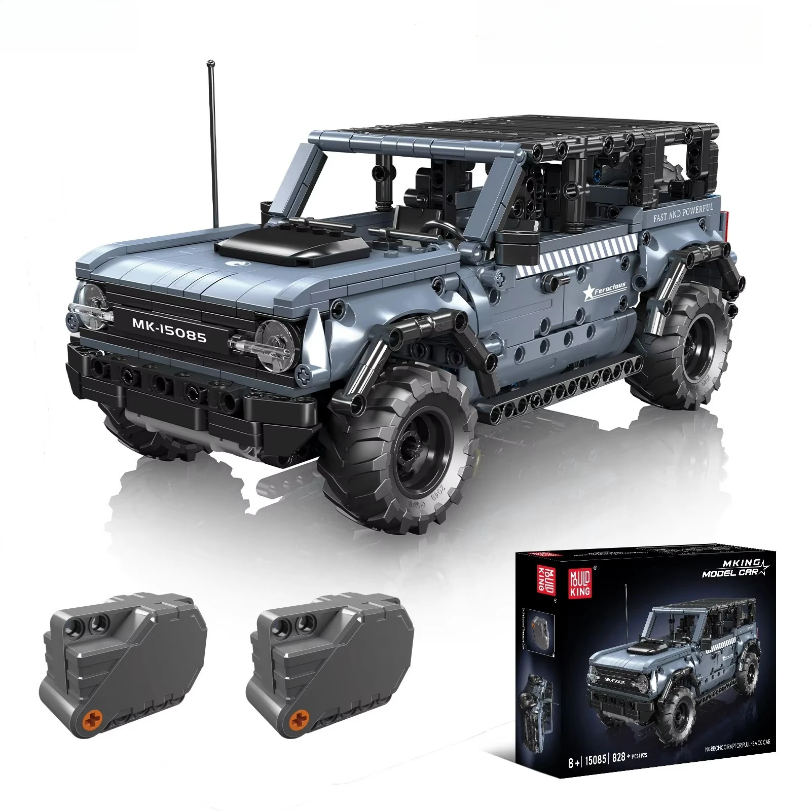 Mould King 15085 No.Bronco Raptor Pull-Back Car Building Blocks Off-road Vehicle Model with Pull Back Motor Kids Brick Toy Gifts