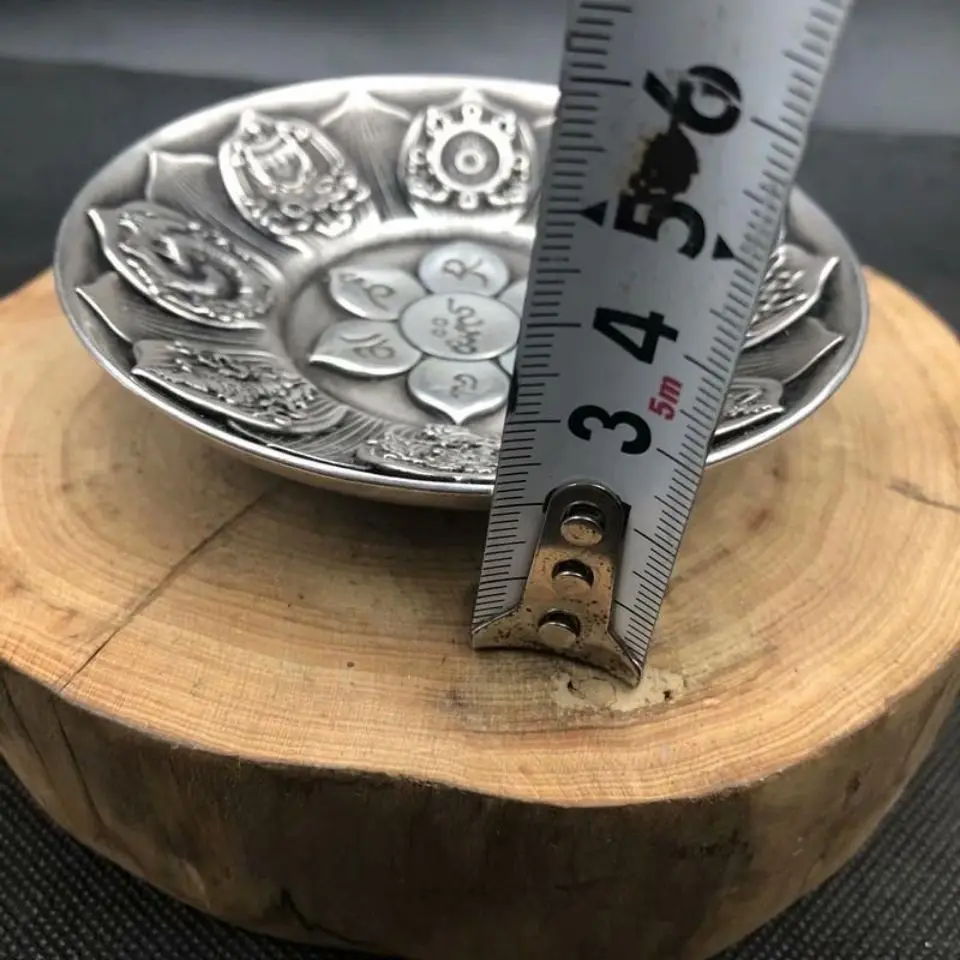 Six-syllable mantra lotus Dish Plate Statue for Tea Home Decor Ornaments
