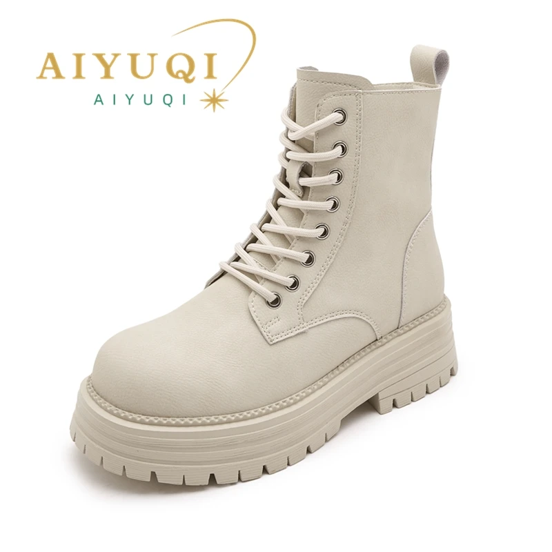 

AIYUQI 2024 new thick-soled women's ankle boots Non-slip motorcycle work boots women retro female short boots winter