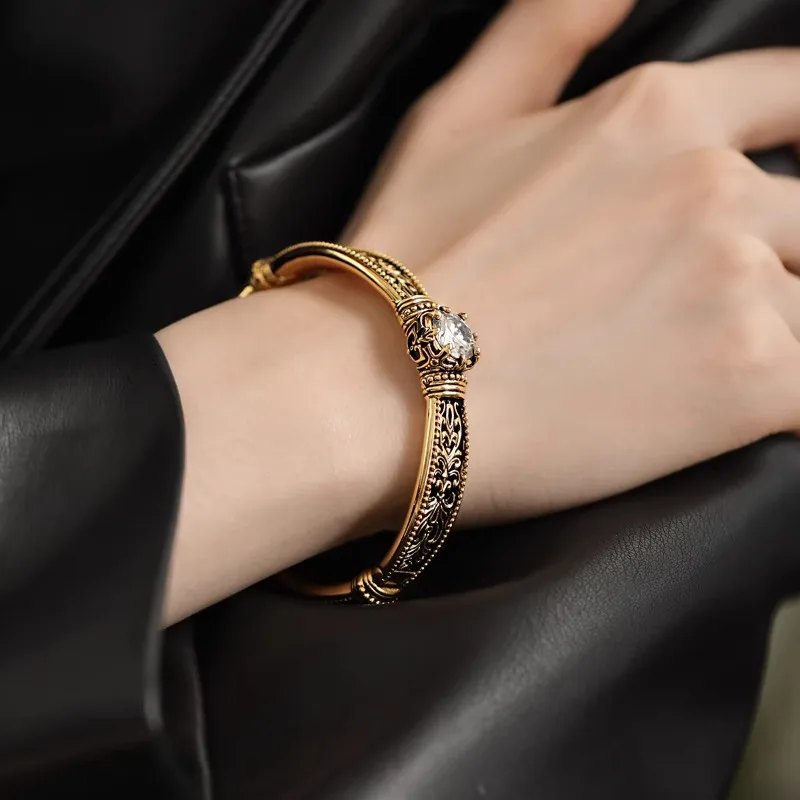 925 Sterling Silver Open Bracelet Women's Light Luxury Premium New Chinese Design Bracelet