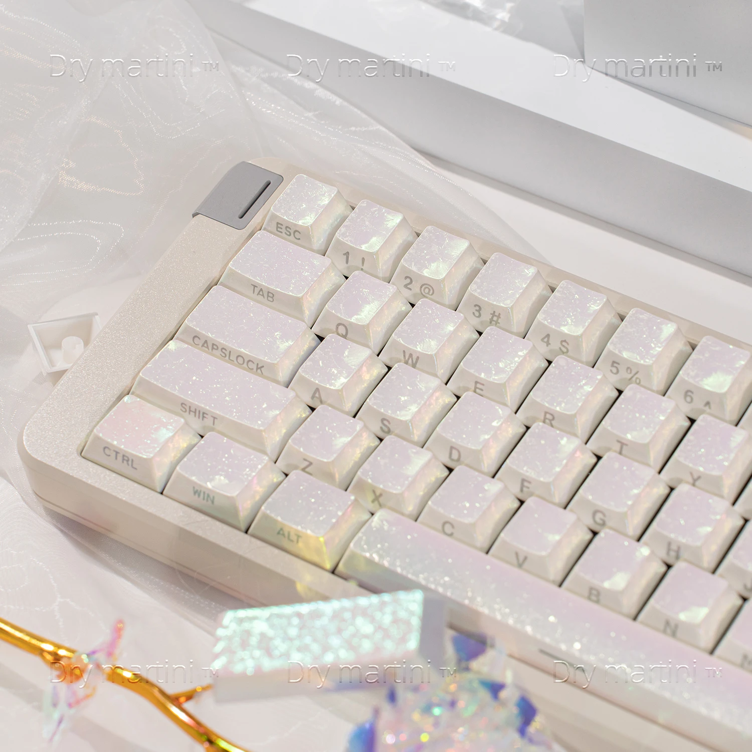 

White Frost Keycap Original ABS Frost Symphony Metal Texture Side Engraved Transparent Mechanical Keyboard Cap 61 68 75 87
