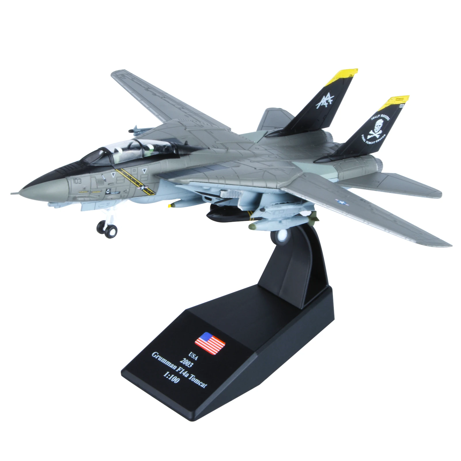

1/100 Scale USAF Diecast Metal Plane Model Toy Military Model Toys F14 F 14 Pirate Tomcat F-14 AJ103 VF-84 Fighter