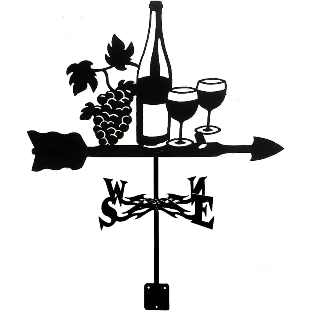 Wind Direction Indicator Garden Decoration Outdoor Roof Decoration Gardening Metal Wine Bottle and Wine Glass Wind VaneRover