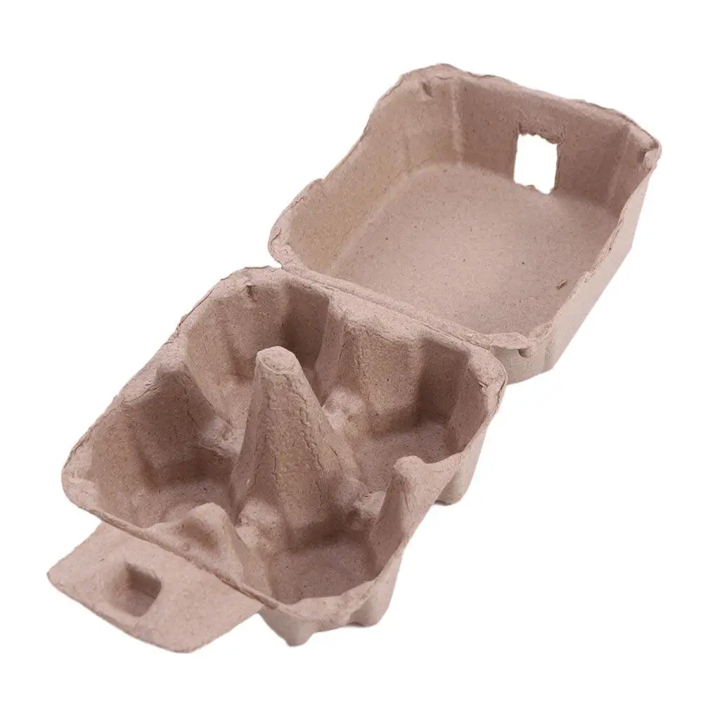 

10Pcs Creative 4 Grids Paper Pulp Egg Cartons Space Saving Reusable Chicken Eggs Tray Stackable Empty Egg Storage Box Kitchen