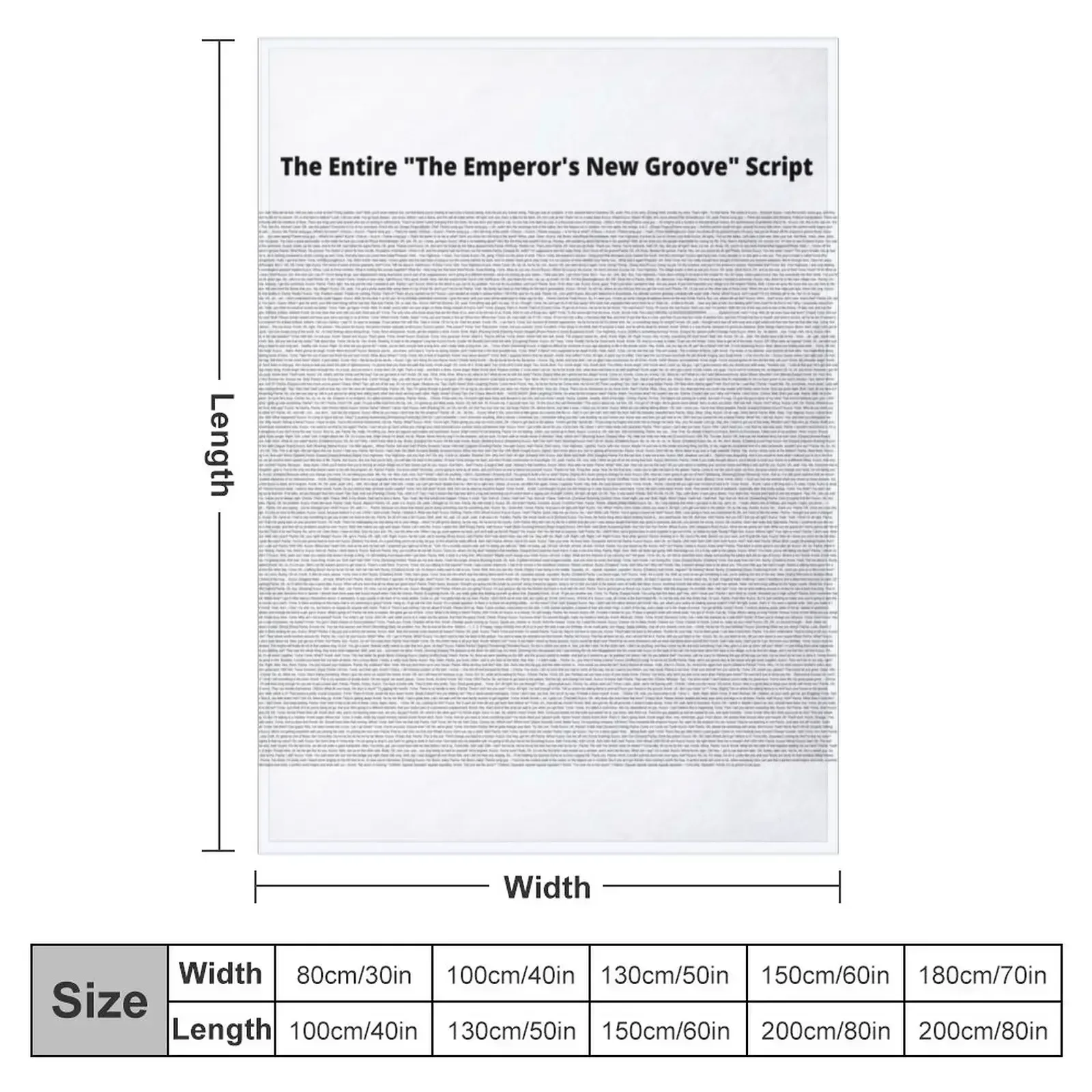 The Entire The Emperor's New Groove Script Throw Blanket Giant Sofa warm winter Picnic Thins Summer Decorative Throw Blankets