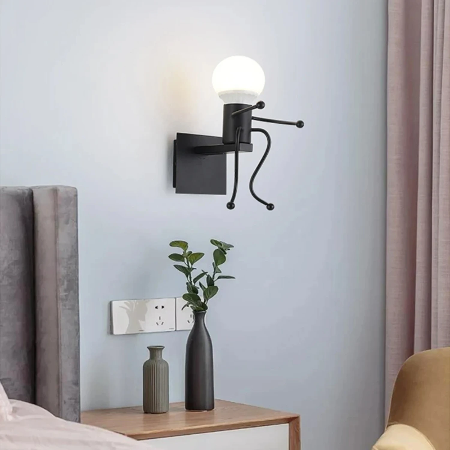 Applique Murale LED Rétro et Charmante, Luminaire Décoratif d'Nik, Idéal pour une Chambre à Coucher