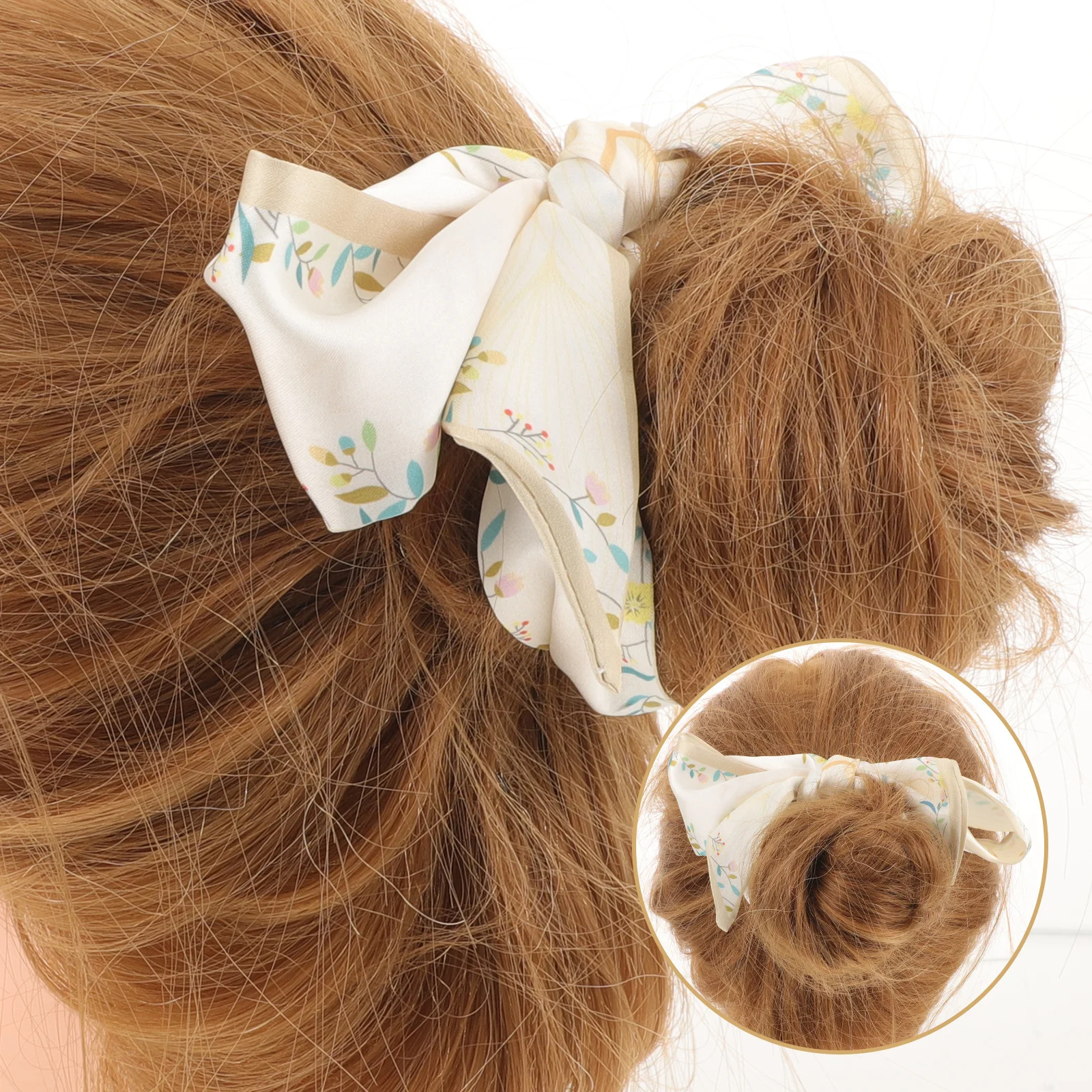 

Silk Hair Scarf for Women Elegant Flower Pattern Purse Scarf for Handbags Neck Ribbon Hair Styling Accessory Gift