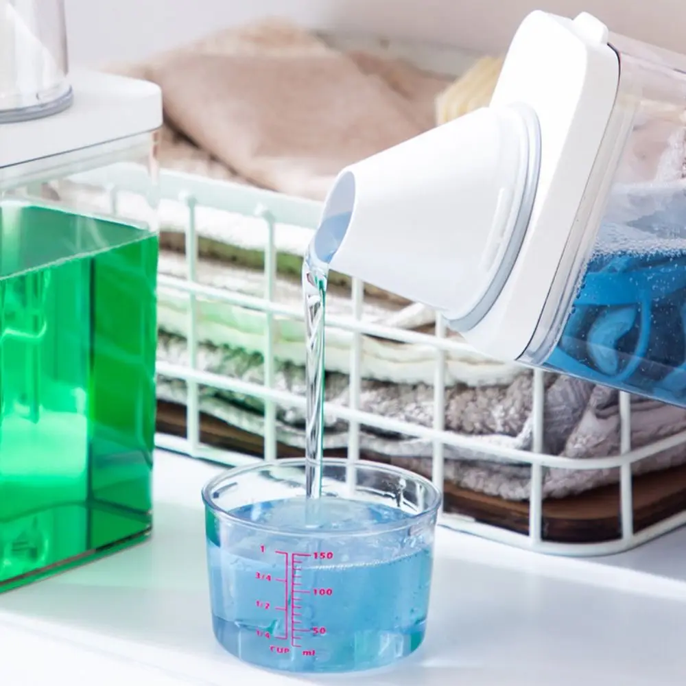 Transparent Laundry Detergent Dispenser Bottle with Measuring Cup Sealed Laundry Powder Storage Box Multipurpose